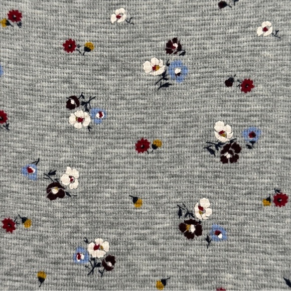 L.L. Bean Floral Union Suit Pajamas M Gray Thermal Henley - Picture 3 of 6